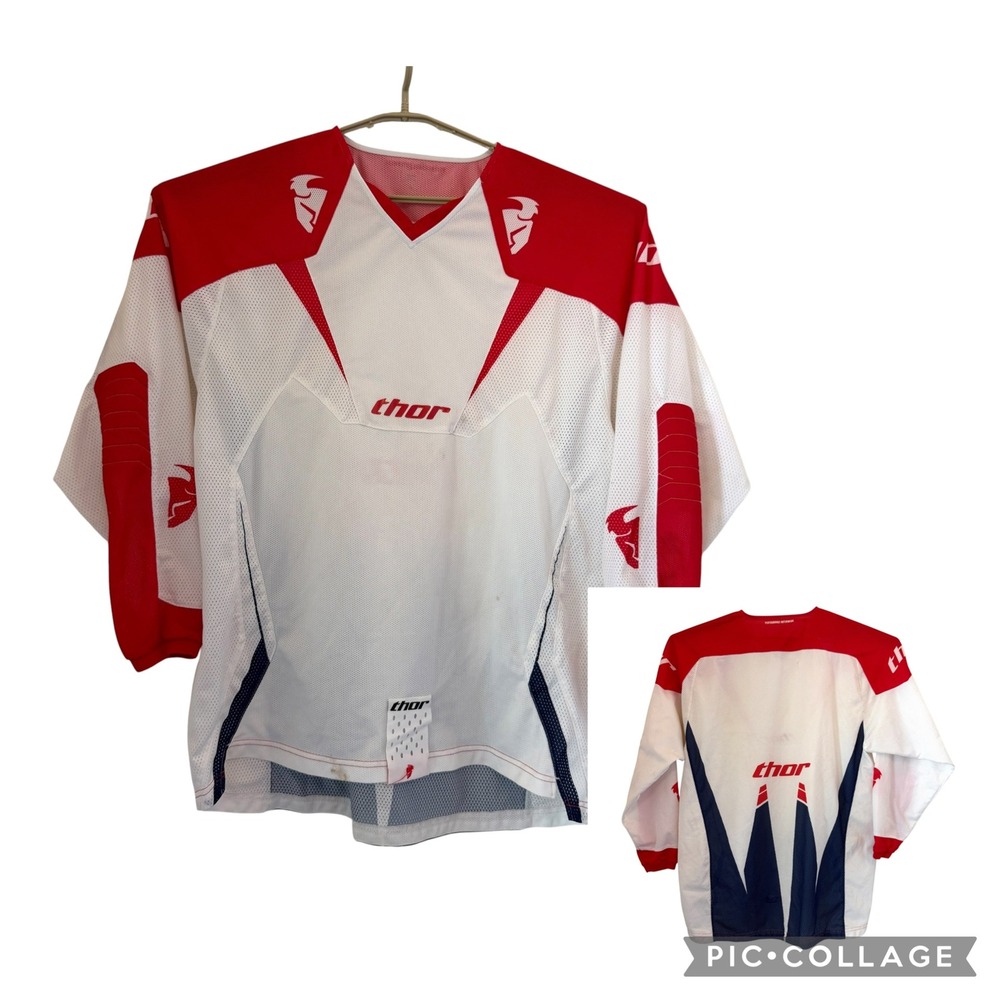 Thor MX Series 2008 Motocross Jersey White Red Blue Racing Shirt Mens XXL READ